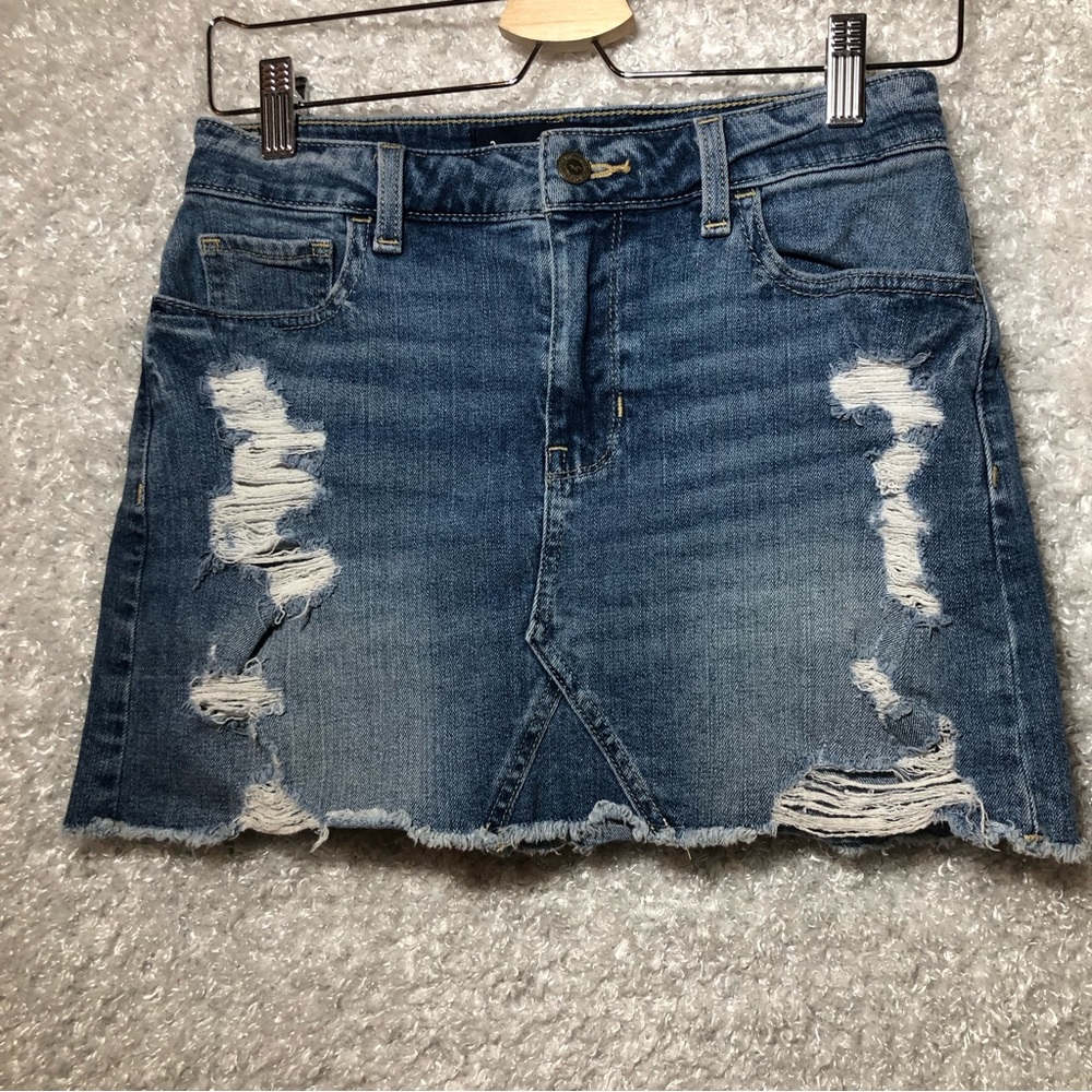 Hollister Blue Distressed Denim Mini Skirt sz Jr3